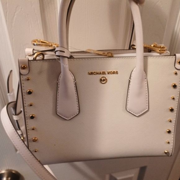 Michael Kors Purse white with gold accents - Picture 1 of 2